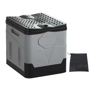 Emergency Toilet Anti-Odor Outdoor Toilet Portable Trash Can(Black Grey 2PCS Set) Folding Toilet Portable Collapsible Car microwave seafarer fabric Toilet Self-Driving Travel 