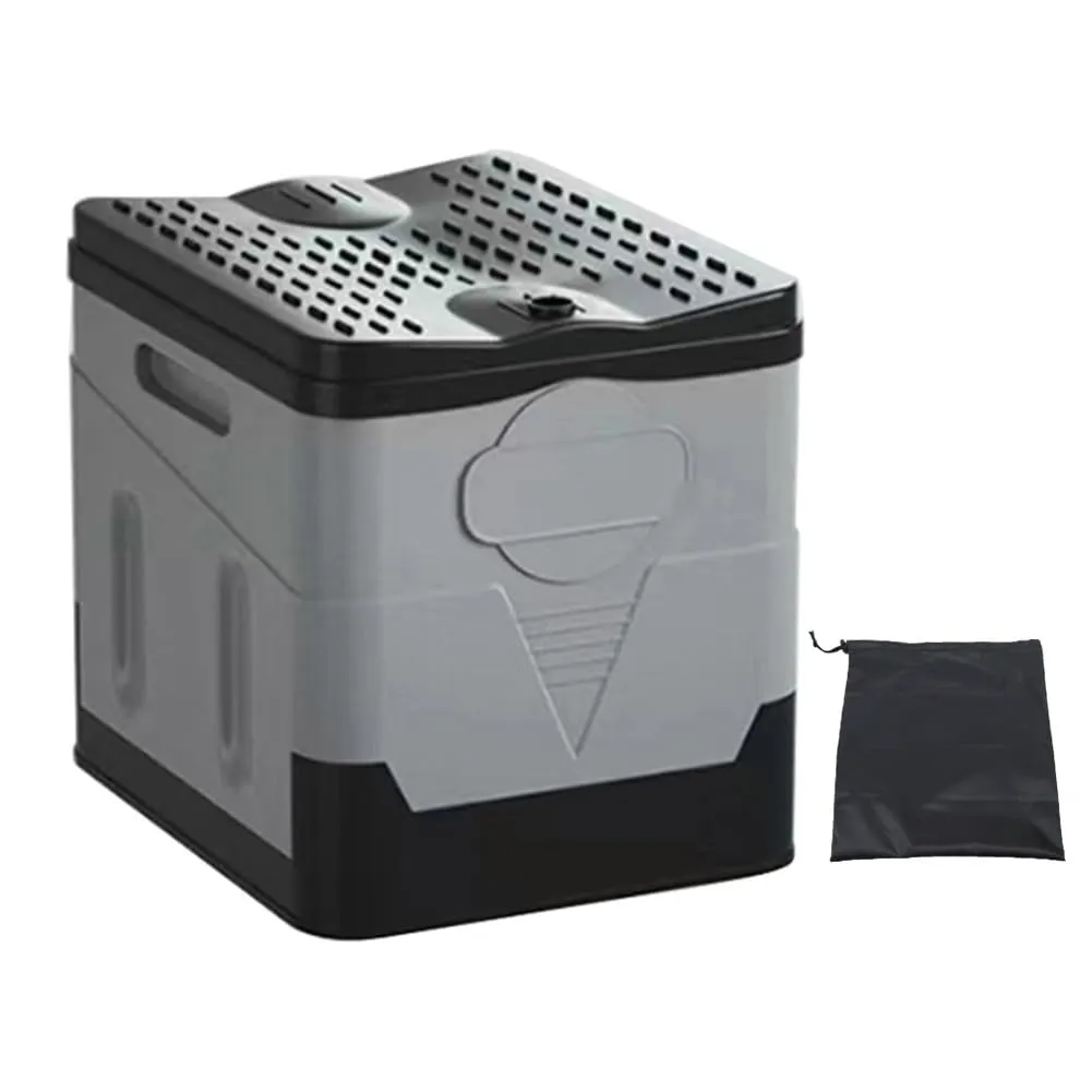 Emergency Toilet Anti-Odor Outdoor Toilet Portable Trash Can(Black Grey 2PCS Set) Folding Toilet Portable Collapsible Car microwave seafarer fabric Toilet Self-Driving Travel 