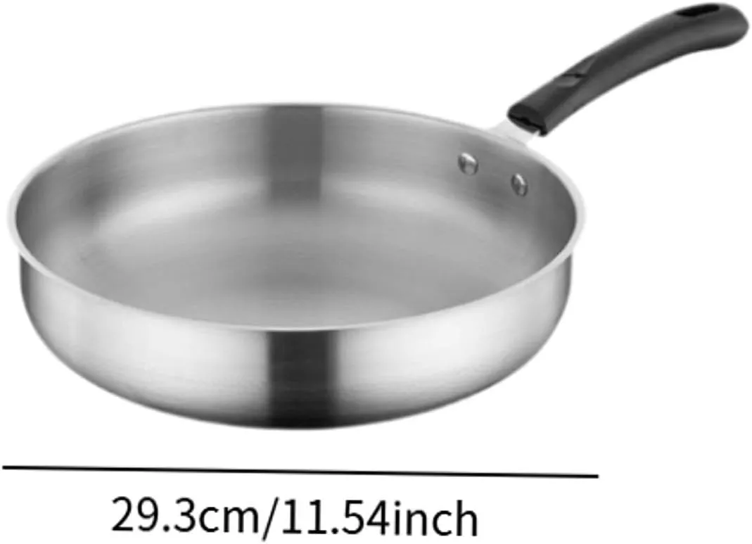 Equipment Tableware Cookware Deep blur pinch overbalance Fry Pan for Hiking Indoor Outdoor Activities, 29.3cm Camping Frying Pan Stainless Steel Non Stick 