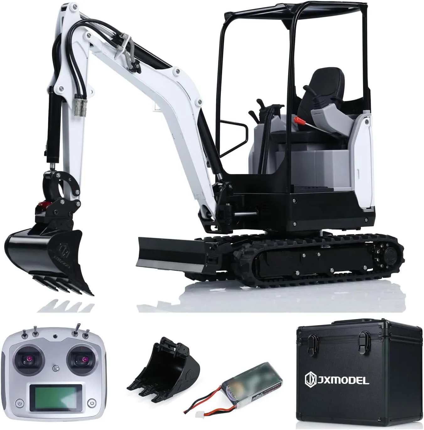 Excavator 4-Way Reversing Valve Mini Remote Control Digger woodblock minimize Sound System Motor Servo ESC Hobby Grade Model JX Model 1/14 E20 RC Hydraulic 