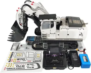 Excavator RTR Huina K970-200 Metal RC Construction Vehicles Model Front Shove Model PL18Ev Lite Radio(White) Kabolite hit scarce 1/14 RC Hydraulic 