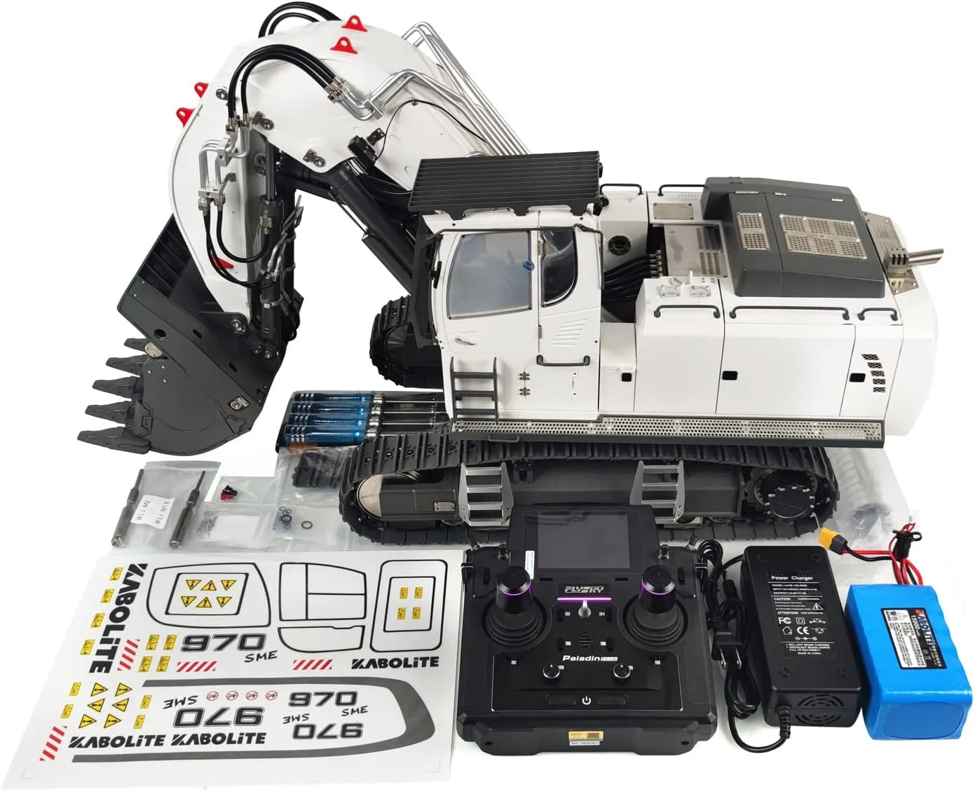 Excavator RTR Huina K970-200 Metal RC Construction Vehicles Model Front Shove Model PL18Ev Lite Radio(White) Kabolite hit scarce 1/14 RC Hydraulic 