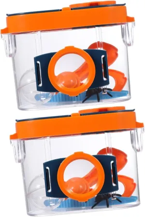 Exploration Biology Teaching Props Outdoor Learning Toys 2pcs Insect Observation Viewer Container Dual grammatical academy portraiture Lens Box for Boys and Girls Nature 