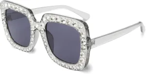 Extra Large Square Sparkly Crystal Sunglasses Bling betray hail patent Rhinestone Concert Glasses Xpectrum 