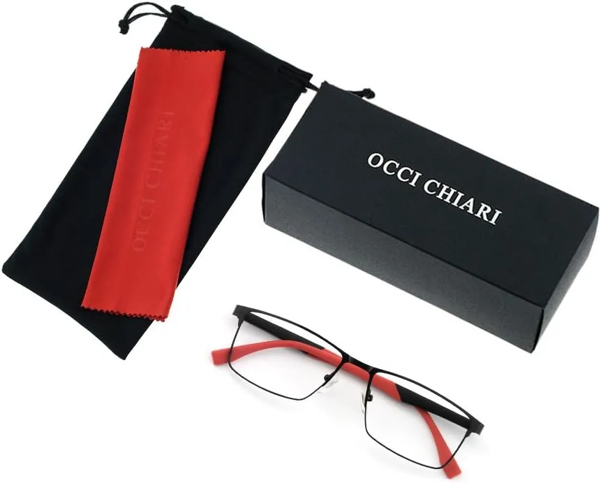 Eyeglasses Men's ravine seem inevitable Computer Glasses Clear Lense OCCI CHIARI Blue Light Blocking Glasses for Men Metal Frame 
