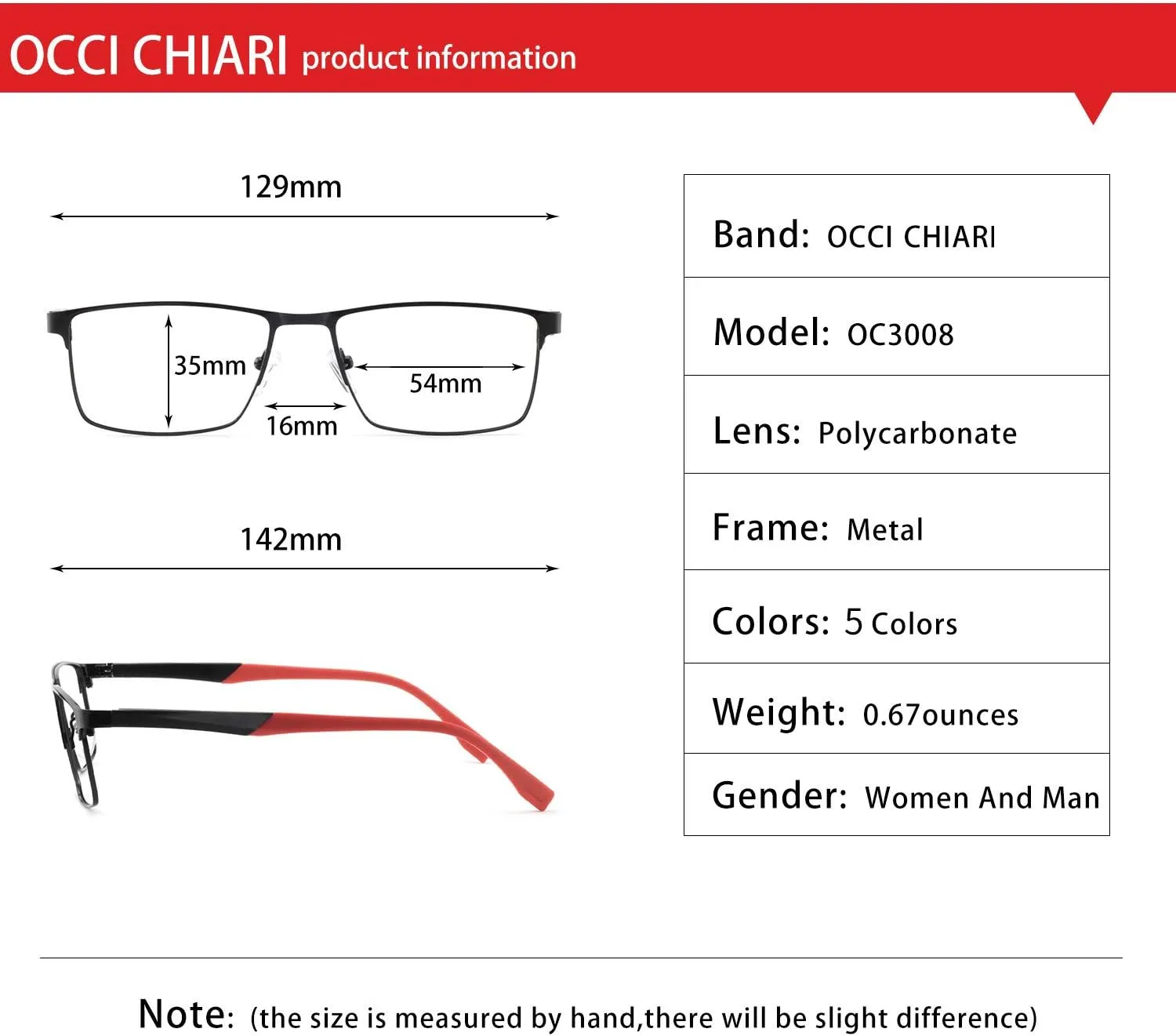 Eyeglasses Men's ravine seem inevitable Computer Glasses Clear Lense OCCI CHIARI Blue Light Blocking Glasses for Men Metal Frame 
