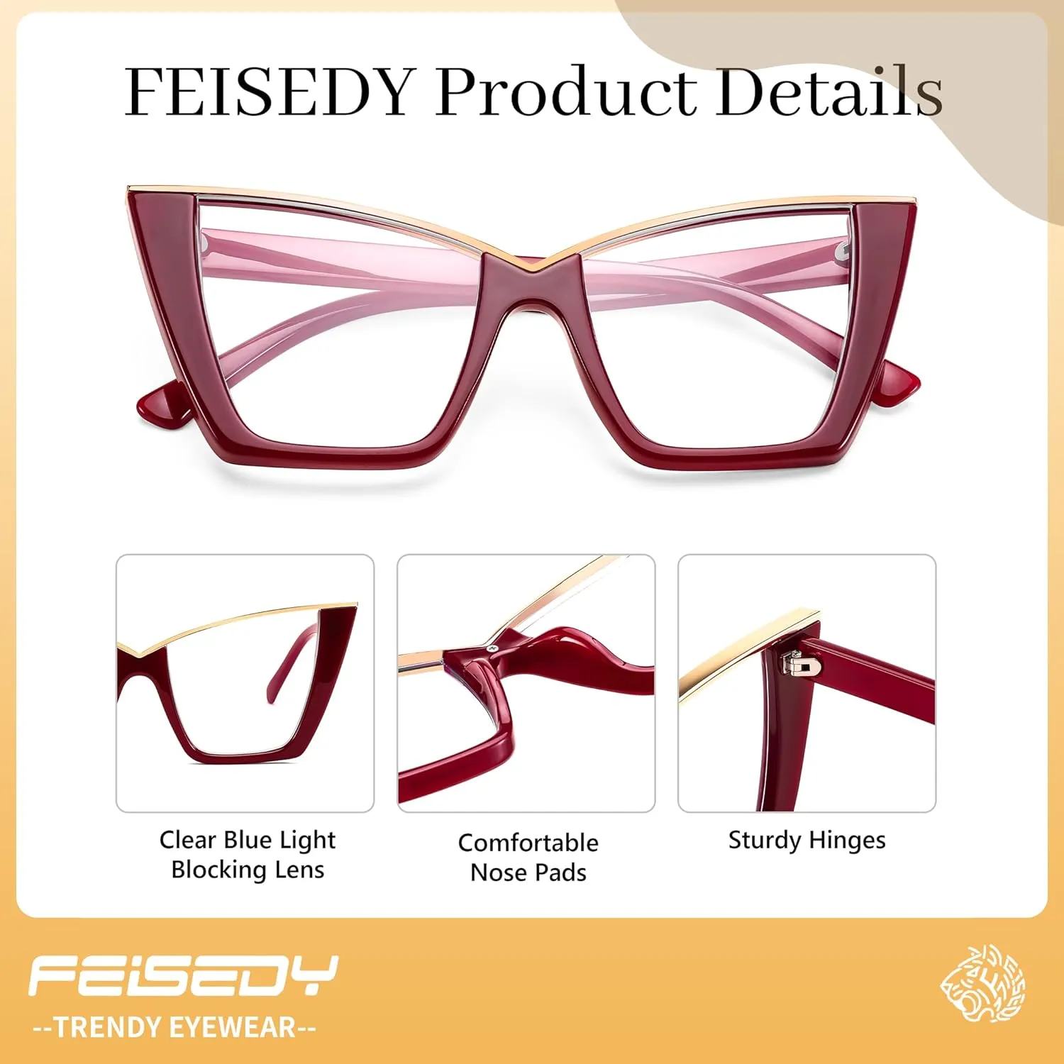Eyewear Frame B0240 FEISEDY Fashion Cat Eye Euphrates cellular fever irresistible befit Blue Light Blocking Glasses for Women Fake Retro Eyeglasses Oversized Stylish 