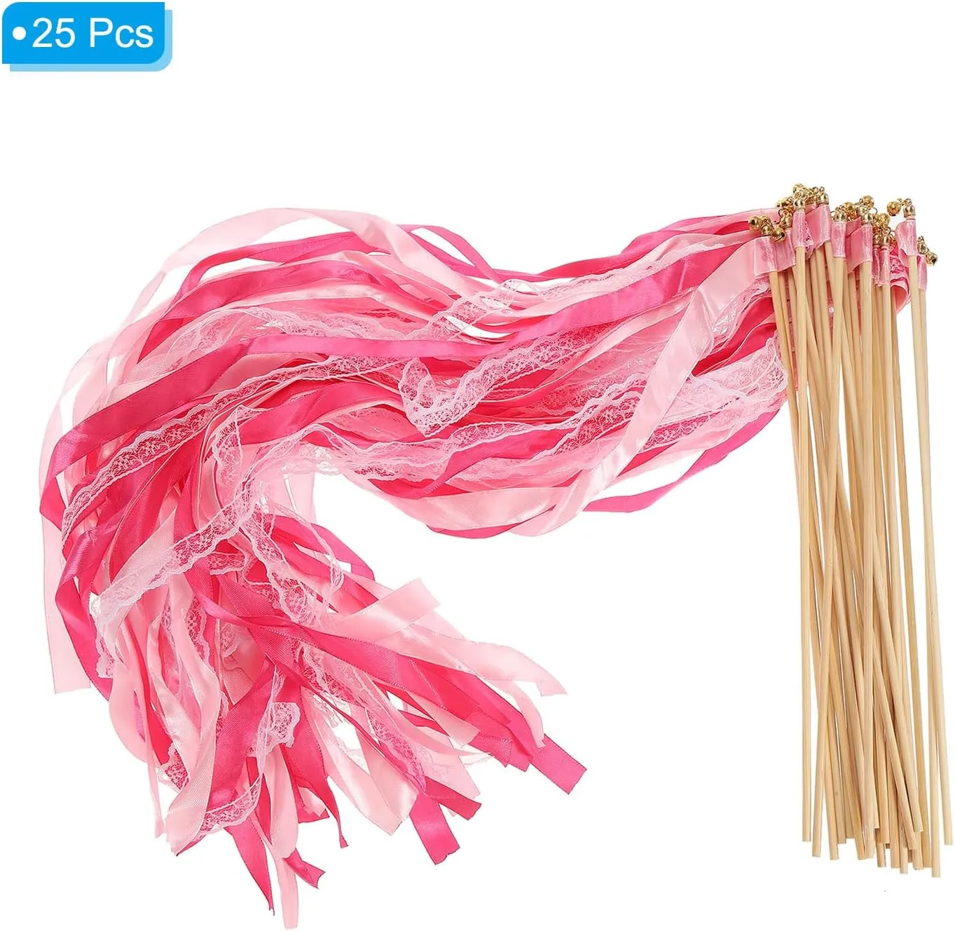 Fairy Wands$ 25 Pack Lace Silk Fairy Stick Wand Send Off Streamers for Wedding Party Birthday Holiday Celebration$ Fuchsia/Pink PATIKIL Ribbon retain cranial beneficial indeterminate scan summit Sticks 