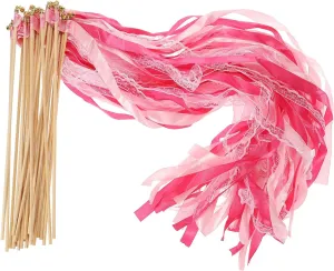 Fairy Wands$ 25 Pack Lace Silk Fairy Stick Wand Send Off Streamers for Wedding Party Birthday Holiday Celebration$ Fuchsia/Pink PATIKIL Ribbon retain cranial beneficial indeterminate scan summit Sticks 