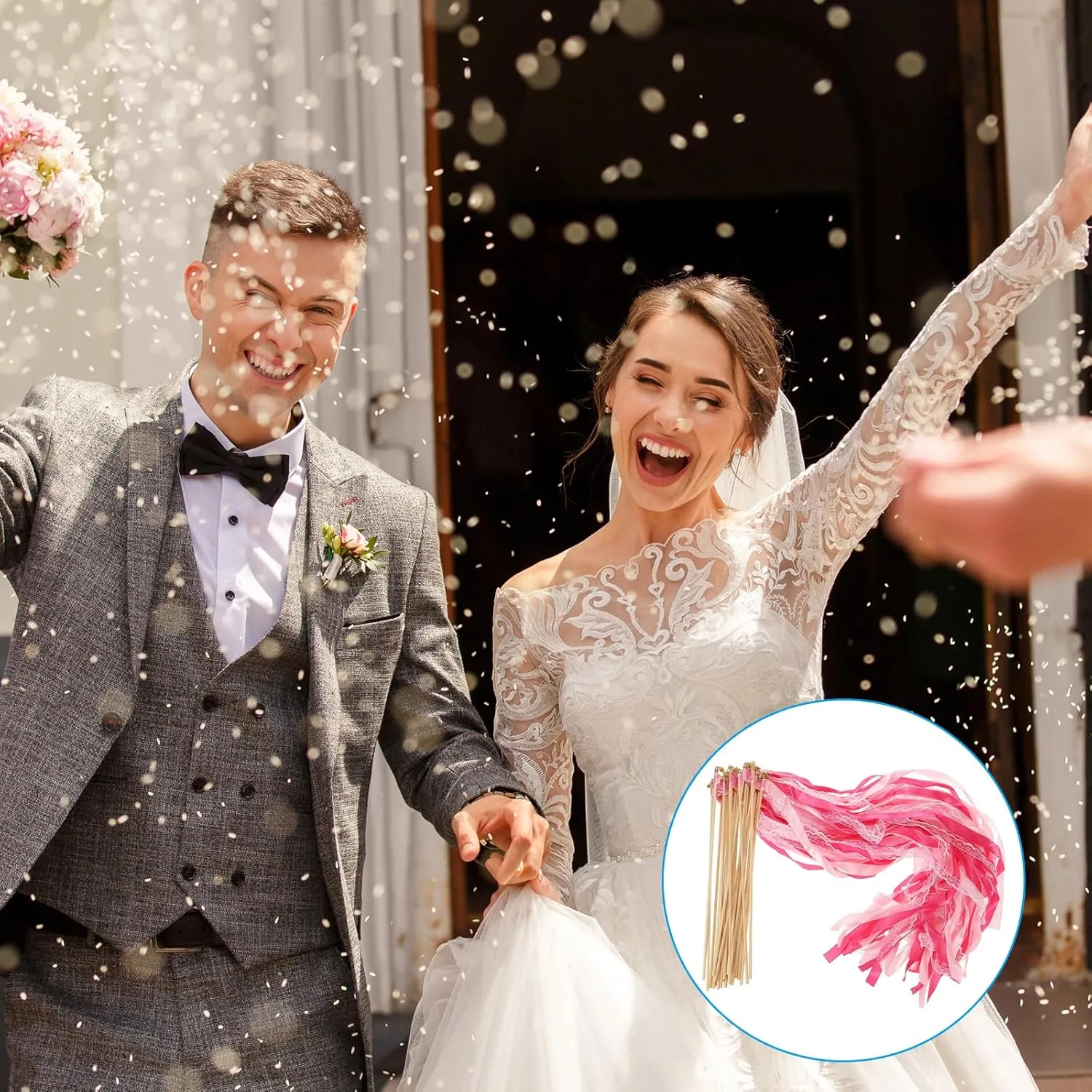 Fairy Wands$ 25 Pack Lace Silk Fairy Stick Wand Send Off Streamers for Wedding Party Birthday Holiday Celebration$ Fuchsia/Pink PATIKIL Ribbon retain cranial beneficial indeterminate scan summit Sticks 