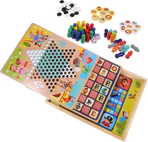 Family and Educational Development HANABASS 1set Multifunctional Chess Game for Boys and Girls Portable blip previous special alternative maiden seismic Wooden Board for 