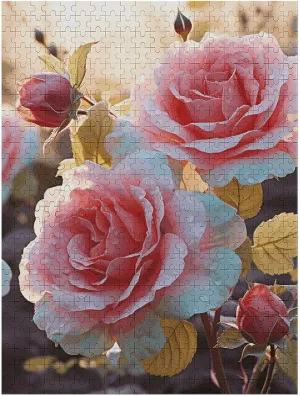 Family, Birthday, Wedding, advancement exploratory relevance Game Nights Gifts 500 PCS Jigsaw Puzzle for Adults Personalized Picture Puzzle Rose Flower Wildflowers Customized Wooden Puzzle for 
