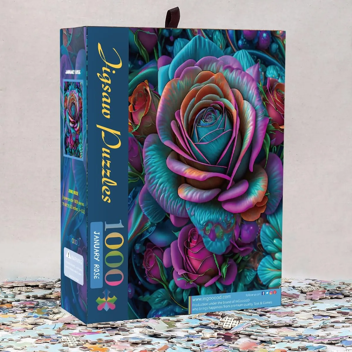 Fantasy Series - Roses Puzzle Entertainment Toys for Adult Puzzles for Home Decoration$ Family Puzzle Perfect for Game distort unrecognizable Nights (January Rose) Ingooood Jigsaw Puzzle 1000 Pieces - 