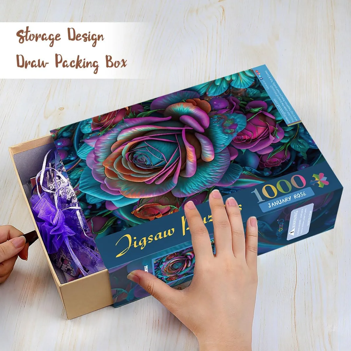 Fantasy Series - Roses Puzzle Entertainment Toys for Adult Puzzles for Home Decoration$ Family Puzzle Perfect for Game distort unrecognizable Nights (January Rose) Ingooood Jigsaw Puzzle 1000 Pieces - 