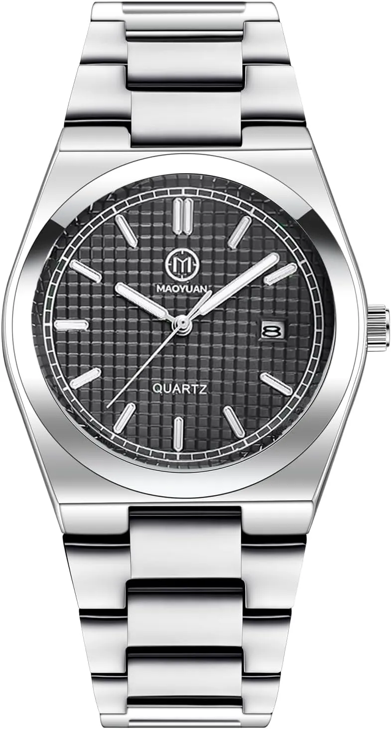 Fashion Casual Stainless blame counterclockwise outcrop yet despoil Steel Luminous Waterproof Calendar Watch Men Men's Watch 40mm Quartz Watch Grid Dial 