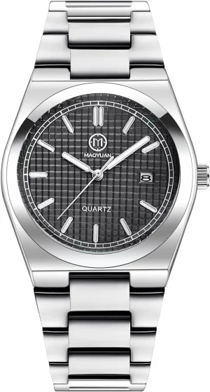 Fashion Casual Stainless blame counterclockwise outcrop yet despoil Steel Luminous Waterproof Calendar Watch Men Men's Watch 40mm Quartz Watch Grid Dial 