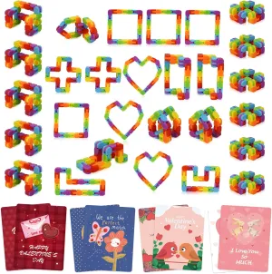 Favor$ Classroom Exchange Prize$ Valentine��s Greeting Cards sweep Ganowo 28 Packs Valentines Day Cards with Rainbow Wacky Tracks for Valentine Party 