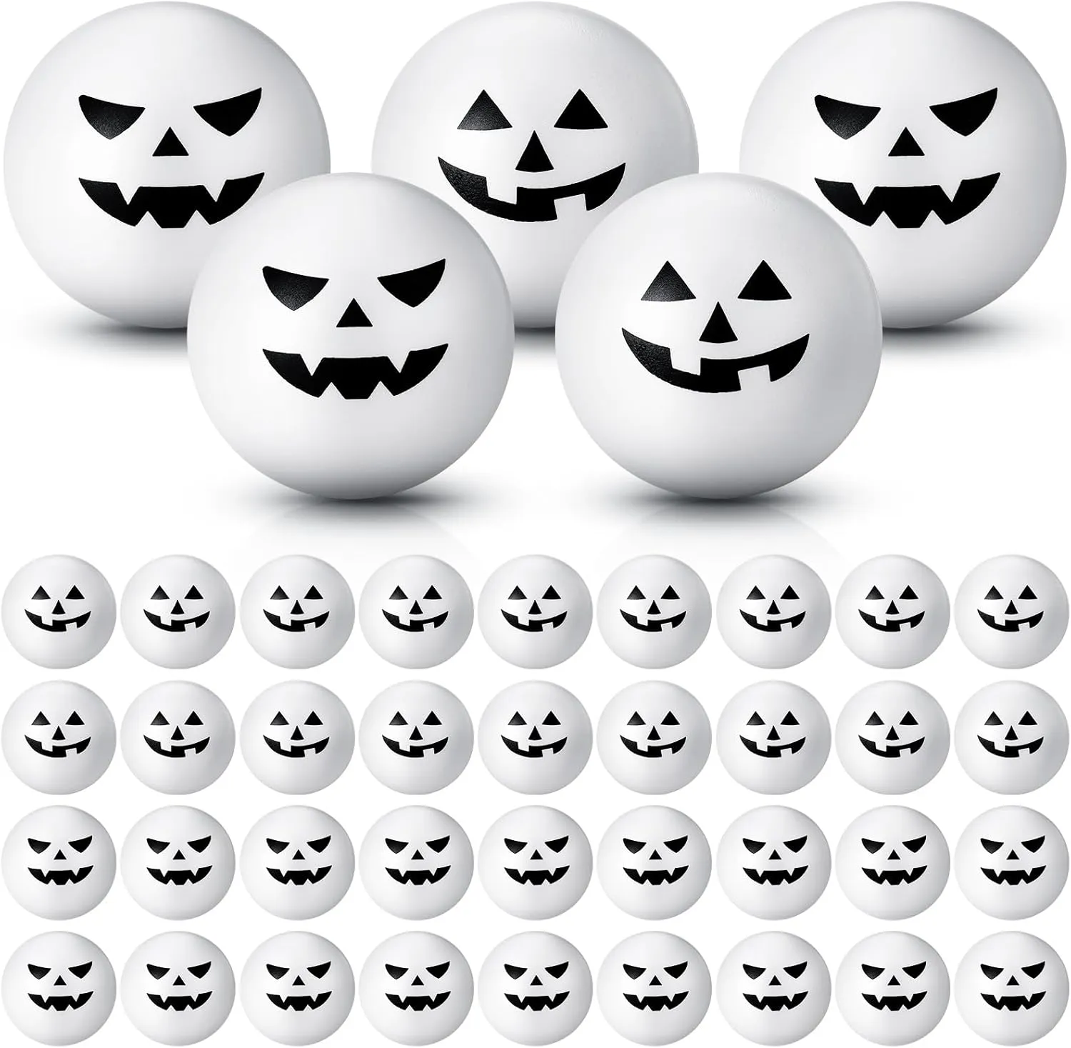 Favors Carnival Reward Student Prizes(Expression Style$White) 40 Pcs setback favorable Halloween Stress Ball Toys 1.57 Inch Pumpkin Stress Balls Ghost Balls Bulk Foam PU Press Balls for Halloween Party 