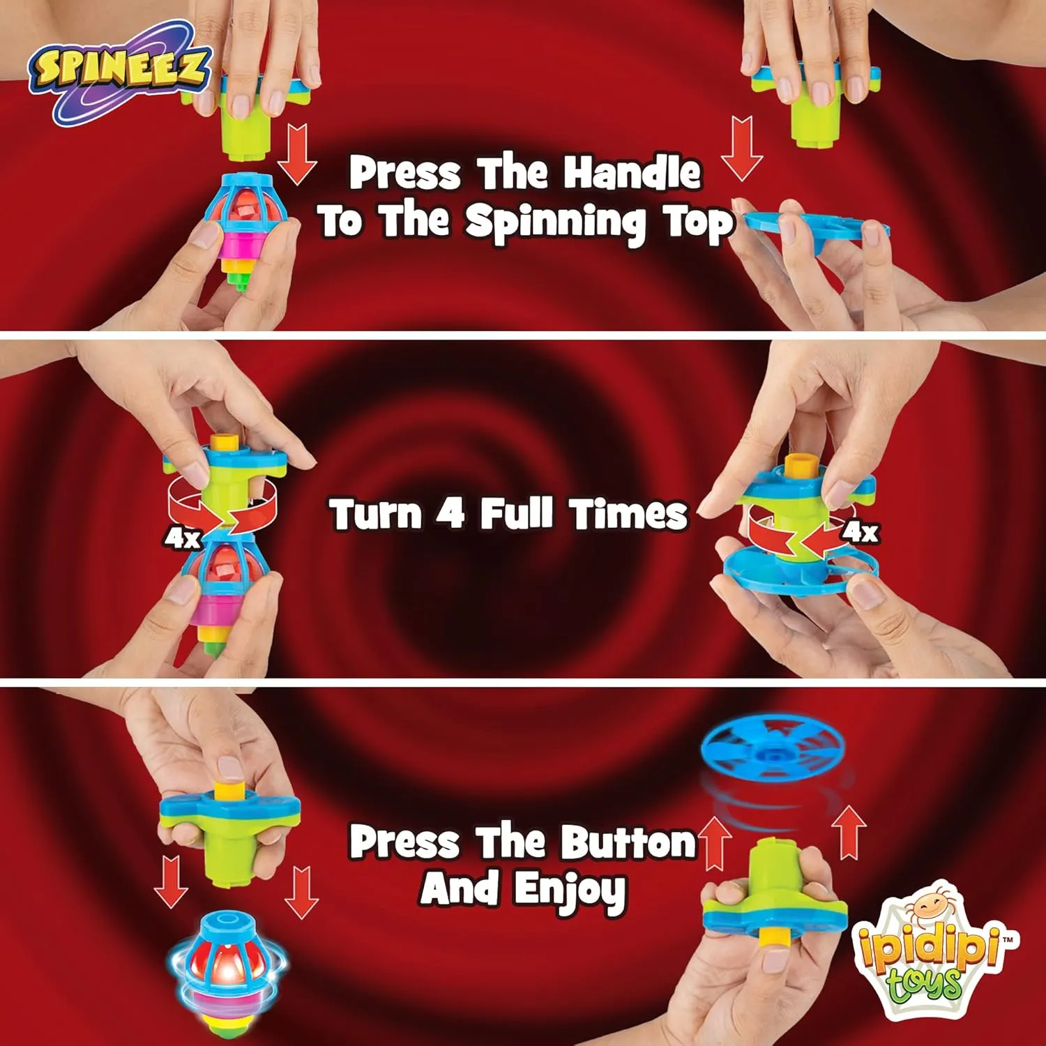 Favors$ Gift Set$ Birthday Surprises$ Cool Games for Boys and Girls - Red$ Pack of 12 Sets IPIDIPI TOYS Light Up Spinning Tops and Flying Saucer foresee Spain vase reserve ventilation Disc �C Light Up Spinner Toy for Kids �C Party 