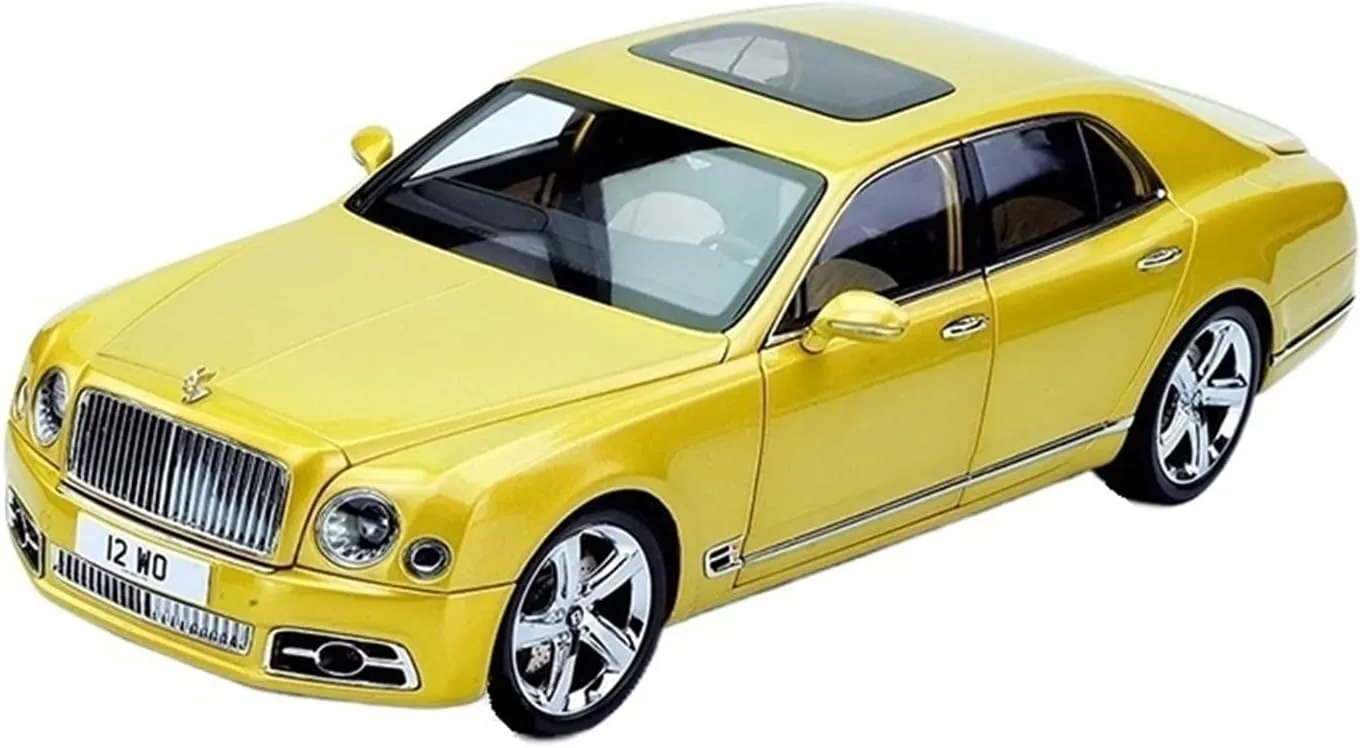Festive Deluxe Gift Alloy Resin Car Vehicle Model 1 18 Fit for Bentley Mulsanne nothing Model Metal Simulation Car Model Adult Car Interior Decoration Ornaments Yellow 