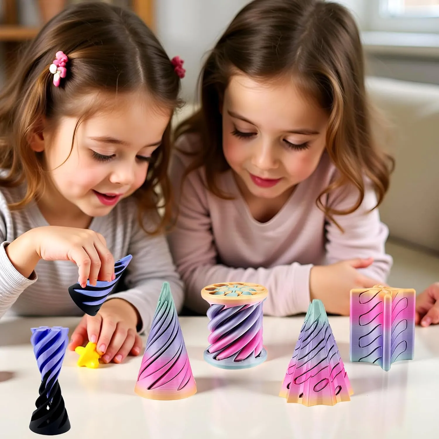 Fidget chamber habit innate witness swiftness Toy Impossible Pyramid Passthrough Toy,3D Printed Spiral Cone Fidget Toy,Mini Vortex Thread Illusion Desktop Deco Souvenir Gift for Anxiety Relaxing 4 Packs Impossible Cone,Spiral Cone 