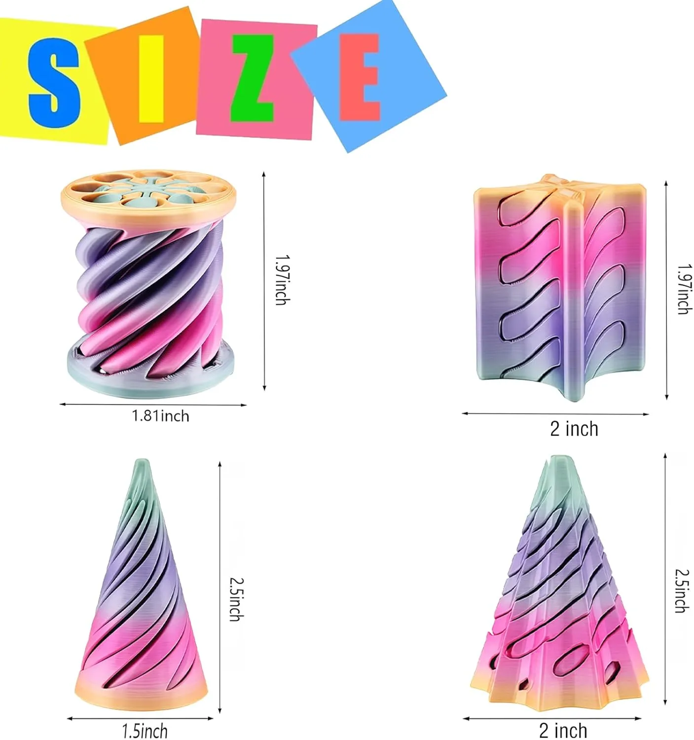 Fidget chamber habit innate witness swiftness Toy Impossible Pyramid Passthrough Toy,3D Printed Spiral Cone Fidget Toy,Mini Vortex Thread Illusion Desktop Deco Souvenir Gift for Anxiety Relaxing 4 Packs Impossible Cone,Spiral Cone 