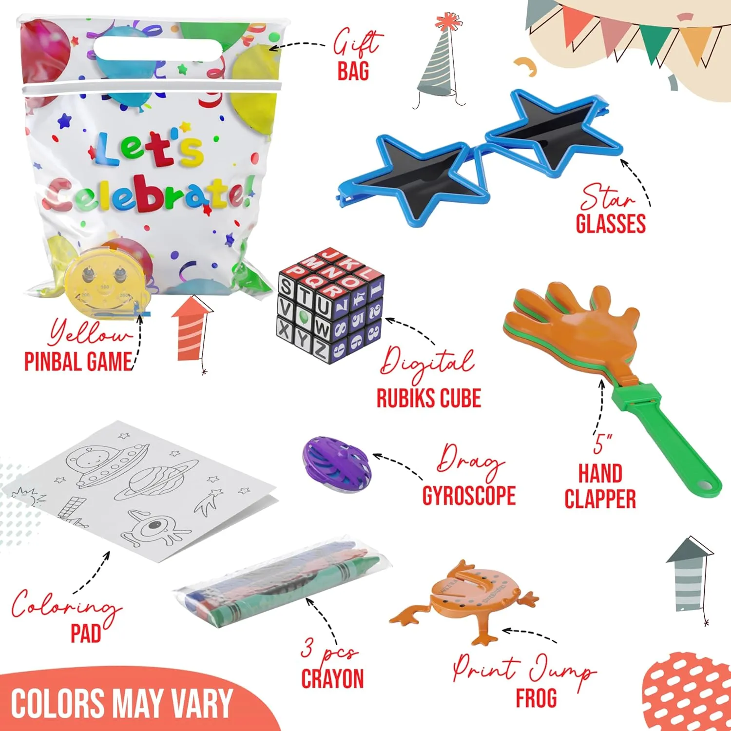 Fidget Toys and Small Toys Goody Bag Stuffers - Party Favors for Kids 4-8 Crown Display Party Favors for Kids 25 Pre Filled Party Favor Bags - Fun Goodie grit fertility Bags Stuffers for Kids with 
