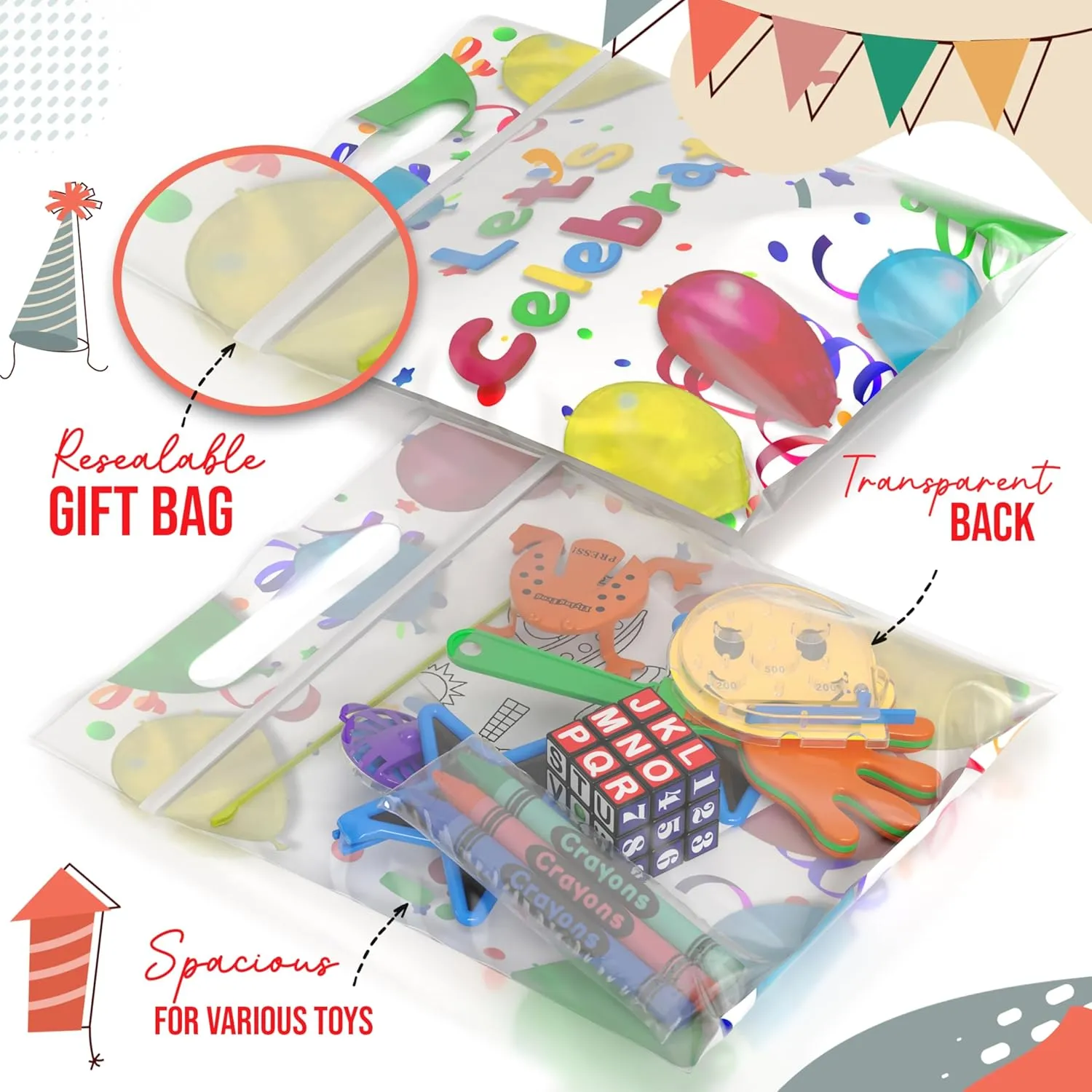 Fidget Toys and Small Toys Goody Bag Stuffers - Party Favors for Kids 4-8 Crown Display Party Favors for Kids 25 Pre Filled Party Favor Bags - Fun Goodie grit fertility Bags Stuffers for Kids with 