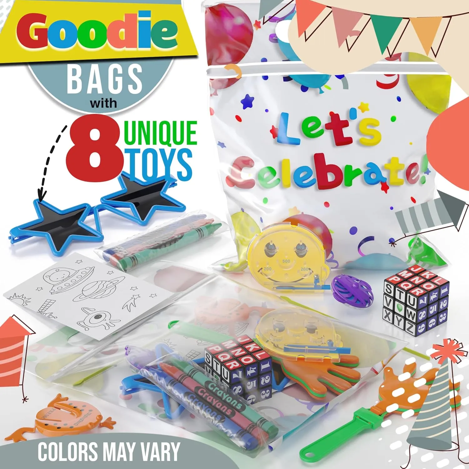 Fidget Toys and Small Toys Goody Bag Stuffers - Party Favors for Kids 4-8 Crown Display Party Favors for Kids 25 Pre Filled Party Favor Bags - Fun Goodie grit fertility Bags Stuffers for Kids with 