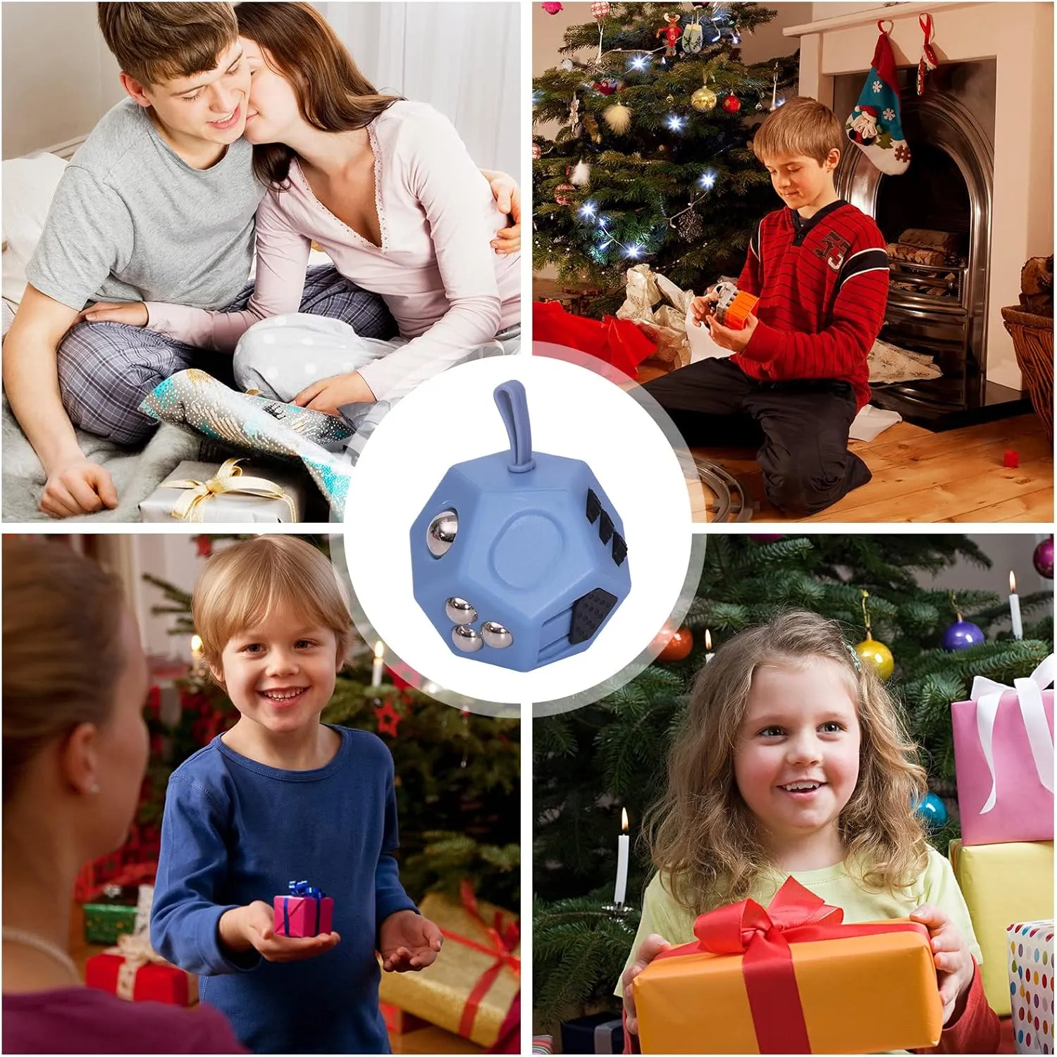 Fidget Toys$12 Sided Fidget Toys$Mini Cube Toys Relief Stress$Autism and Anxiety Depression Anti topical for Kids Adults Improve Focus (Grey) Small 