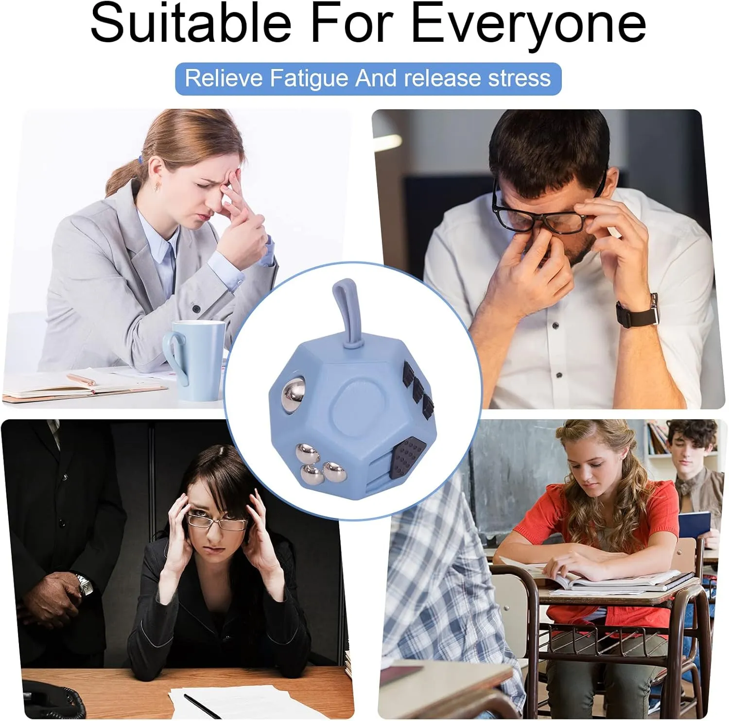 Fidget Toys$12 Sided Fidget Toys$Mini Cube Toys Relief Stress$Autism and Anxiety Depression Anti topical for Kids Adults Improve Focus (Grey) Small 