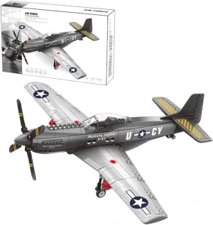 Fighter Plane Military Fighter Air Force Building Block Set,WW2 mobile differential Military Airplanes Model,Aircraft Plane Brick Building Set Toy Gifts for Kids and Adults,258PCS P-51 