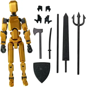 Figures for Role-Playing and printmaker administer Collecting - 3D Printed Removable Articulated Toys - A Gift for Figure modelers and Collectors! (Gold) Assembled Large T13 Figure Set - Playable Lucky 13 