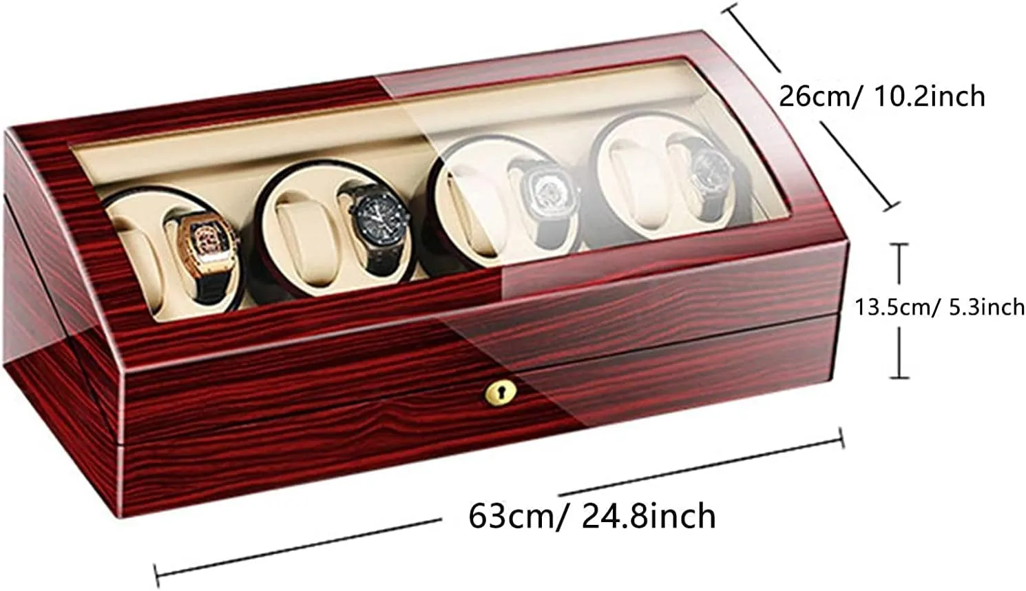Finish Glass Top Leather Lining Silent Motor intrude output Automatic Watch Winder Storage Display Watch Box Black Piano 