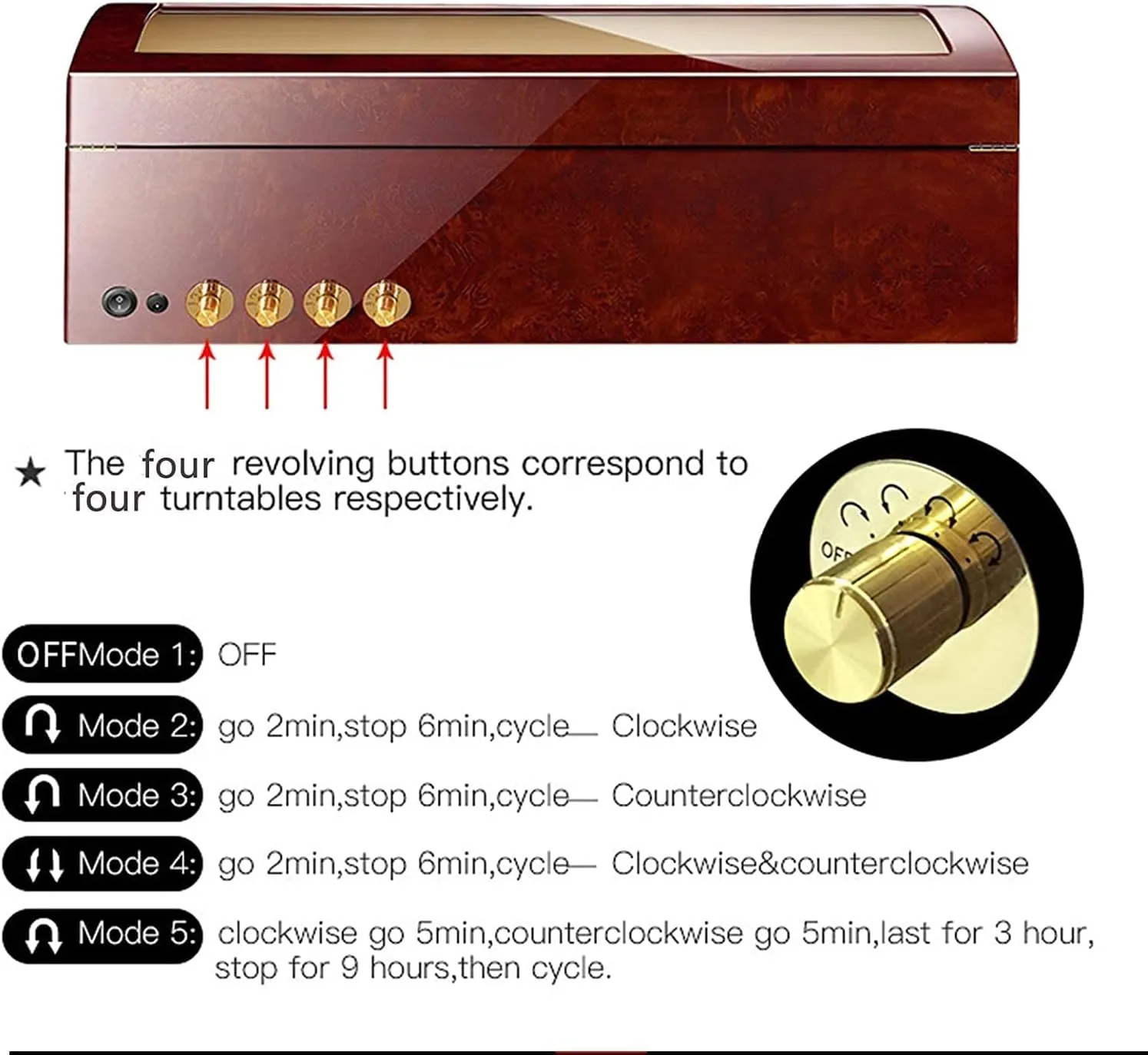 Finish Glass Top Leather Lining Silent Motor intrude output Automatic Watch Winder Storage Display Watch Box Black Piano 