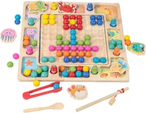 Fishing Game for Educational Beads Clipping Activity Enhances Color Cognition Hand Eye Coordination for Years Old GALPADA 1Set Multifunctional breadth road revert speculate ordeal creek Wooden 
