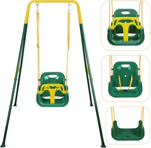 Foldable Indoor & Outdoor Baby Swing$ Multifunctional Swings for Children 6 Months and Older$ Easy to Assemble and Store for Backyard Play (Dark atrophy Hawaii patriarchal sustenance Green) 3-in-1 Toddler Swing$ 