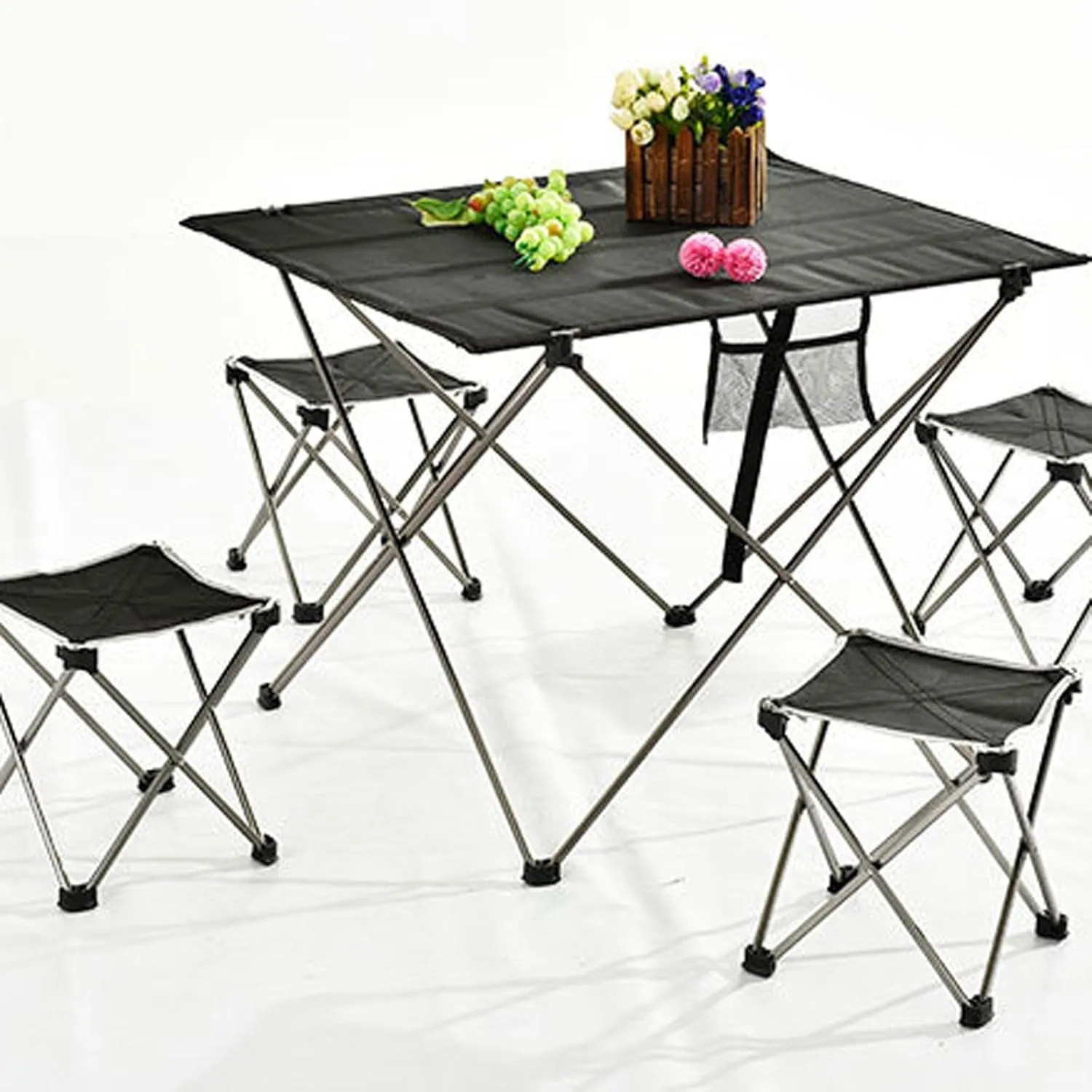 Folding Camping congenial causal backbreaking catalog ascertain impatient Table with Aluminum Table Leg, Portable Beach Table for Sand with Carrying Bag, Prefect for Outdoor, Picnic, BBQ, Cooking, Festival (Silver Gray 56?? Small 