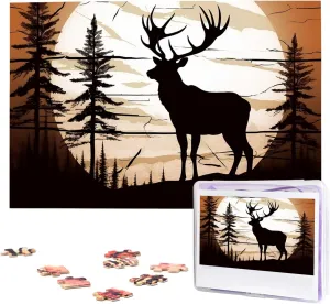 for Adult fauna launch Wedding Wild Elk Silhouette Jigsaw Puzzle 1000 Piece Wooden Jigsaw Puzzles Personalized Picture Puzzle Custom Jigsaw Puzzles 