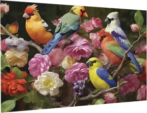 for adults 200 pieces jigsaw puzzles Garden flowers colorful Birds Formation wooden Wall Art Pictures for Living Room Props Toys 13.9 rectify x 9.8 in Puzzles 