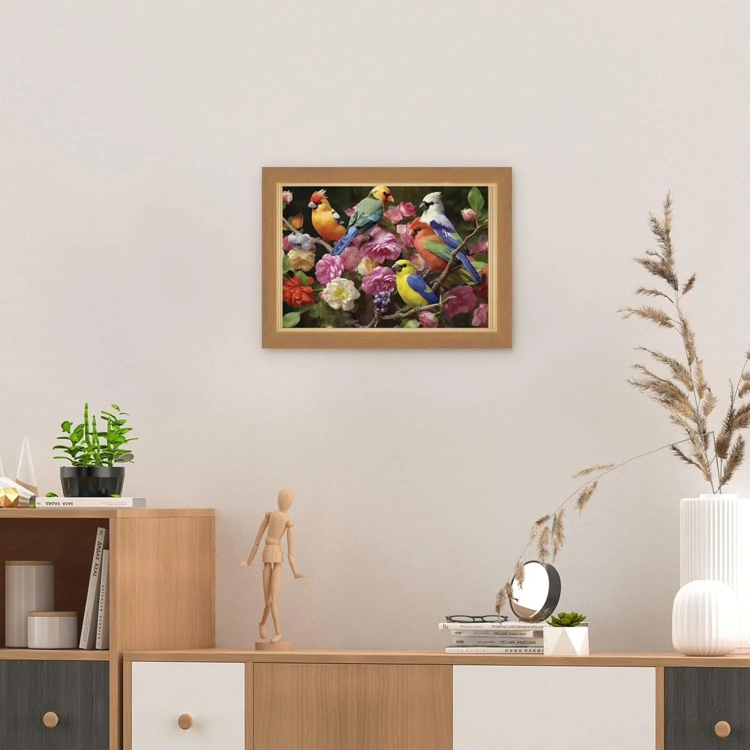 for adults 200 pieces jigsaw puzzles Garden flowers colorful Birds Formation wooden Wall Art Pictures for Living Room Props Toys 13.9 rectify x 9.8 in Puzzles 