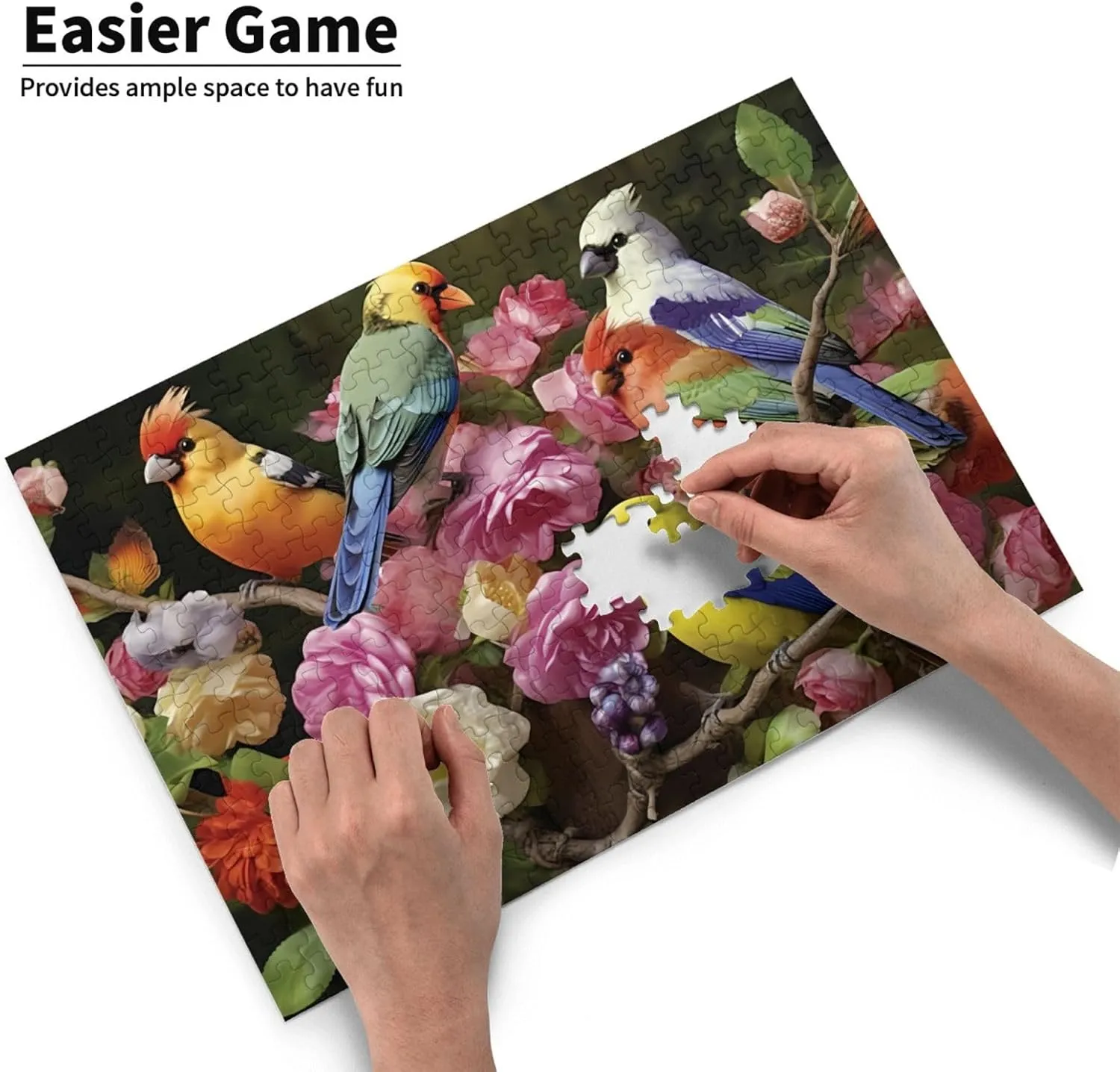for adults 200 pieces jigsaw puzzles Garden flowers colorful Birds Formation wooden Wall Art Pictures for Living Room Props Toys 13.9 rectify x 9.8 in Puzzles 