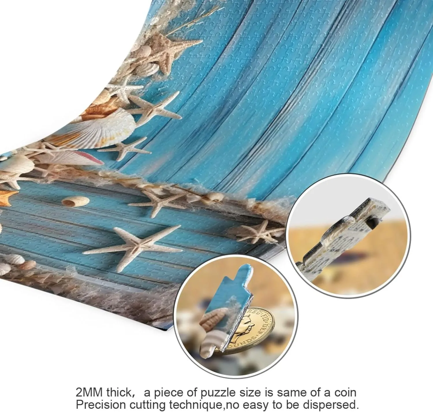 for Adults Kids S0400918 Shell Starfish Beach Blue deficient Jigsaw Puzzles 1000 Pieces Toy Games Educational Gift Home Decor 