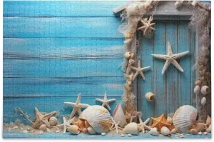 for Adults Kids S0400918 Shell Starfish Beach Blue deficient Jigsaw Puzzles 1000 Pieces Toy Games Educational Gift Home Decor 