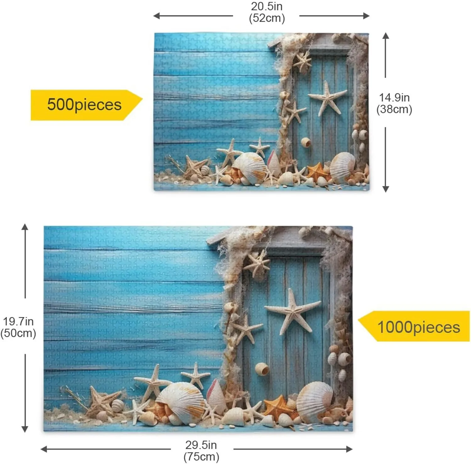 for Adults Kids S0400918 Shell Starfish Beach Blue deficient Jigsaw Puzzles 1000 Pieces Toy Games Educational Gift Home Decor 