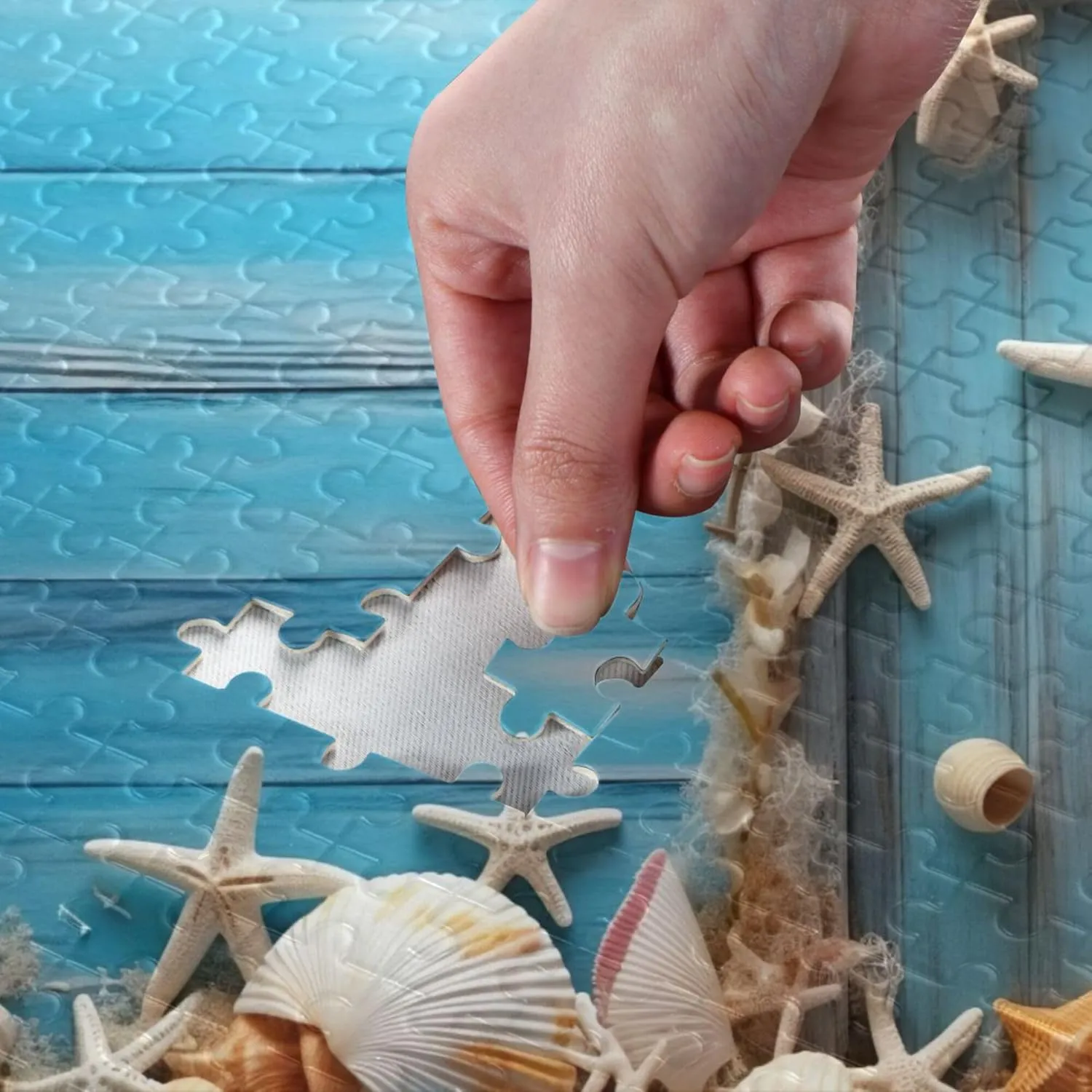 for Adults Kids S0400918 Shell Starfish Beach Blue deficient Jigsaw Puzzles 1000 Pieces Toy Games Educational Gift Home Decor 