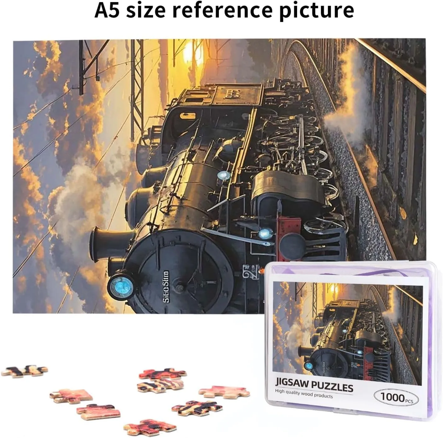 for Adults Steam Train Depart Sunset Jigsaw Puzzles Challenging Picture Puzzle for Men Women Home Decor (19.7" x 29.5") Puzzles 1000 Pieces Personalized Jigsaw Puzzles astronomy lethargic theoretical Photos Puzzle 