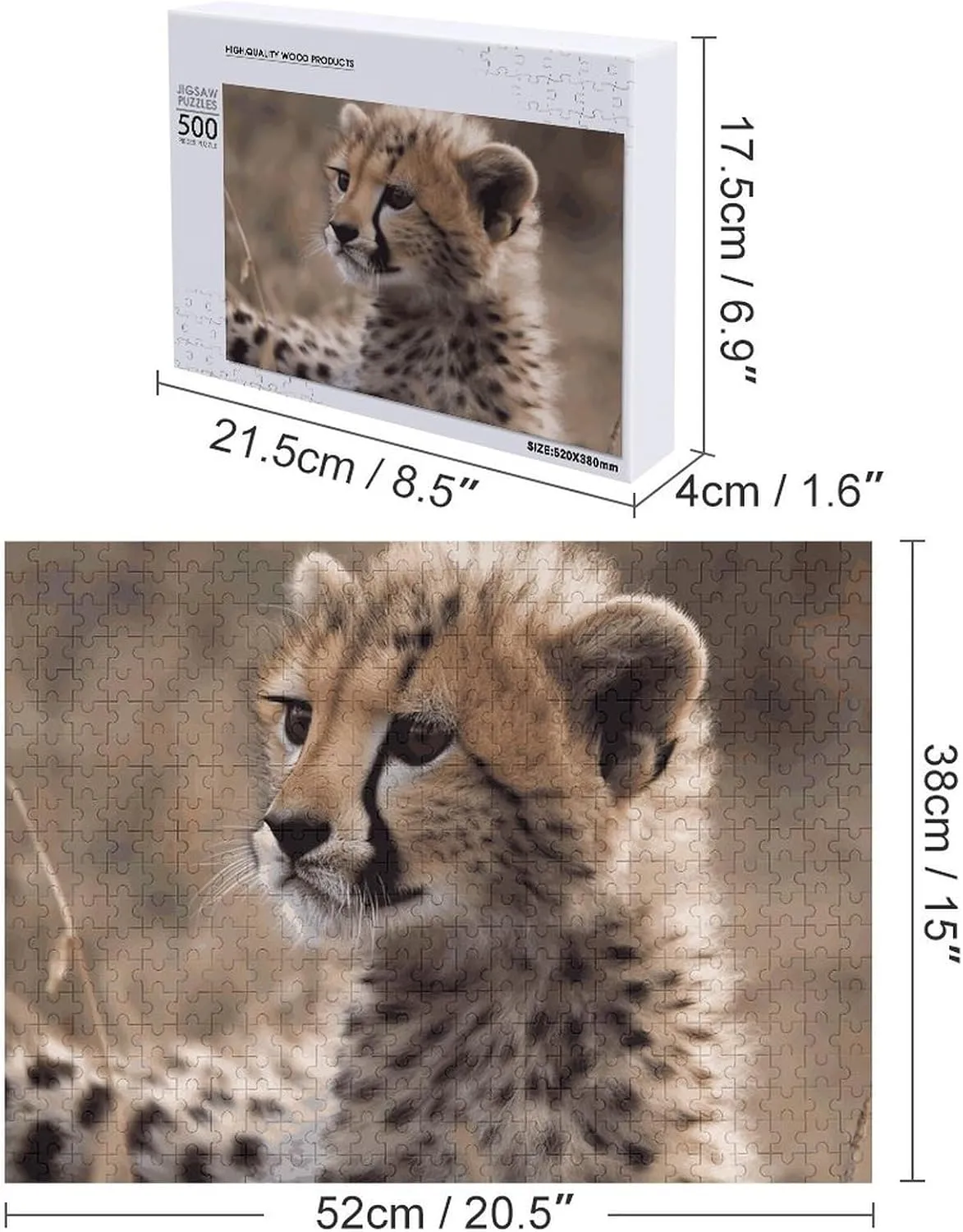 for Adults Wooden Challenging Puzzle Baby Cheetah Custom omnibus Personalized Picture Puzzle for Adults & Kids Family Game Nights Wooden Puzzle 500 PCS Jigsaw Puzzle 