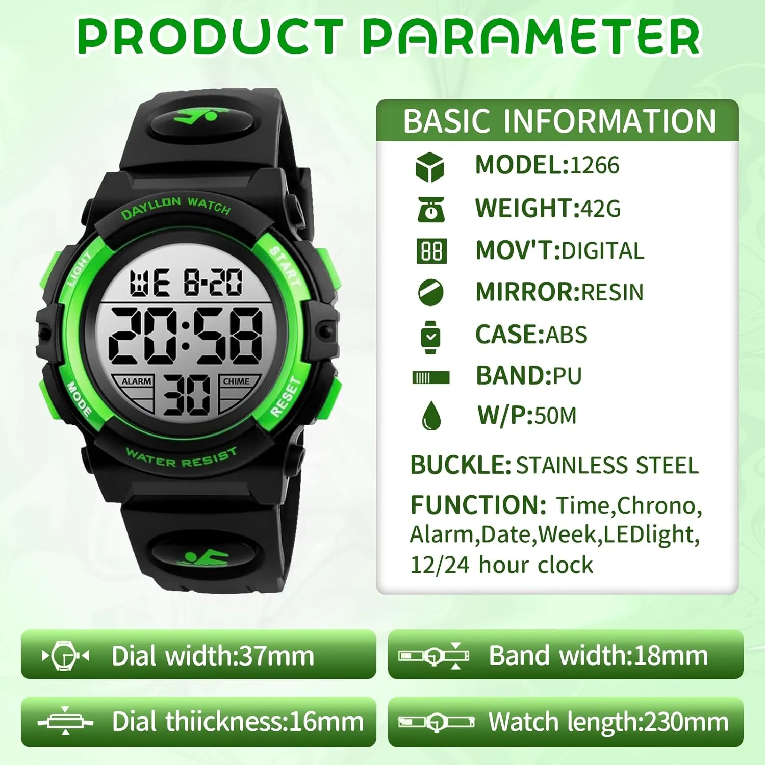 for Ages 3-15 Boy Girl Wristwatch duet outcome replenish fly foghorn brown Kids Gift Dayllon Kids Digital Watch Boys Outdoor Sports 50M Waterproof Girls Watches Alarm Clock 12/24 H Stopwatch Calendar 