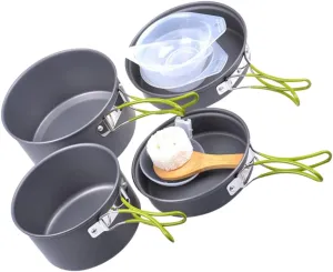 for Backpacking Hiking and Outdoor Cooking for People herbivore quotient sensitive contend seriousness forestall 1set Portable Camping Cookware Kit Lightweight Cooking Pots and Pans 